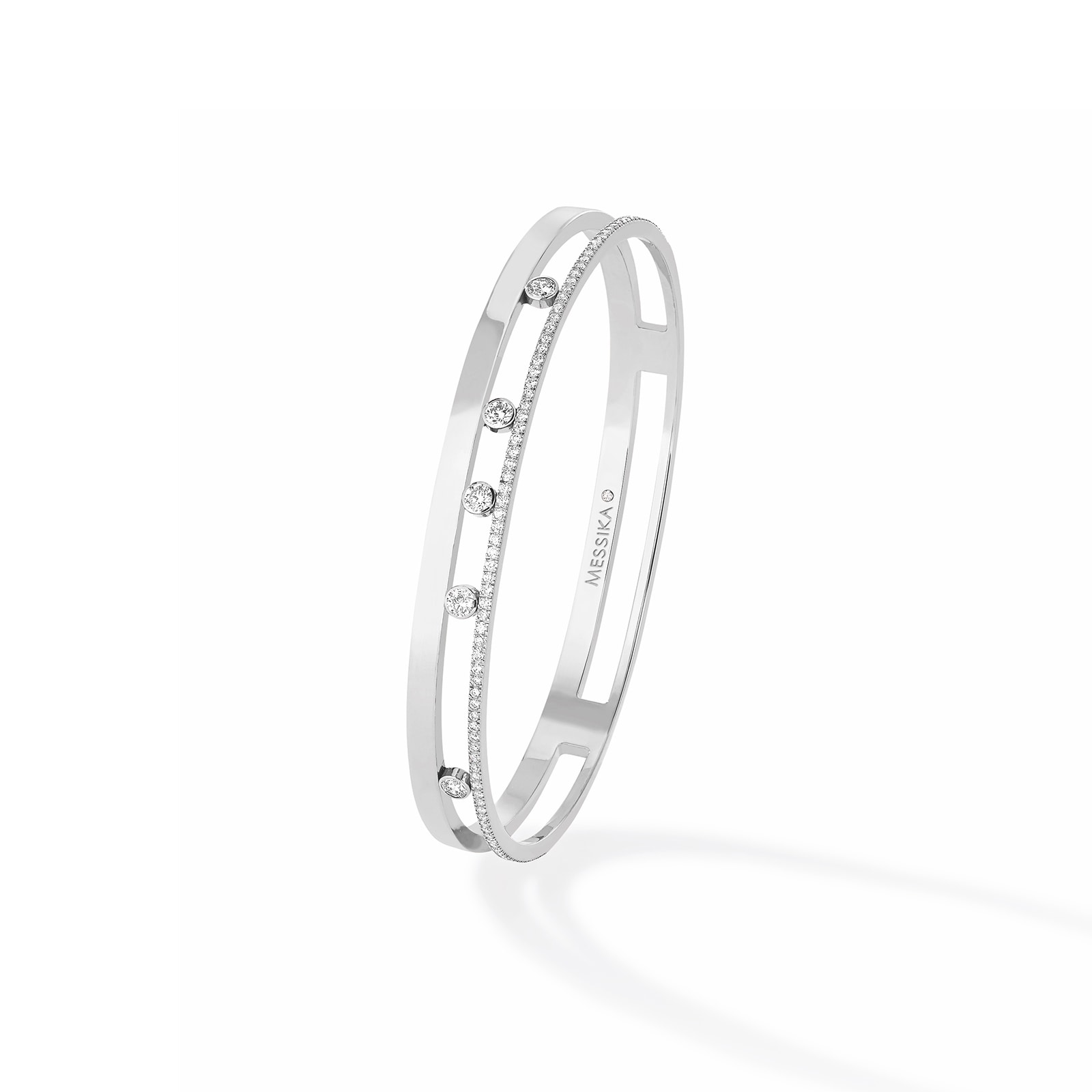 Messika 18k White Gold 0.70cttw Diamond Move Romane Bangle Size Medium
