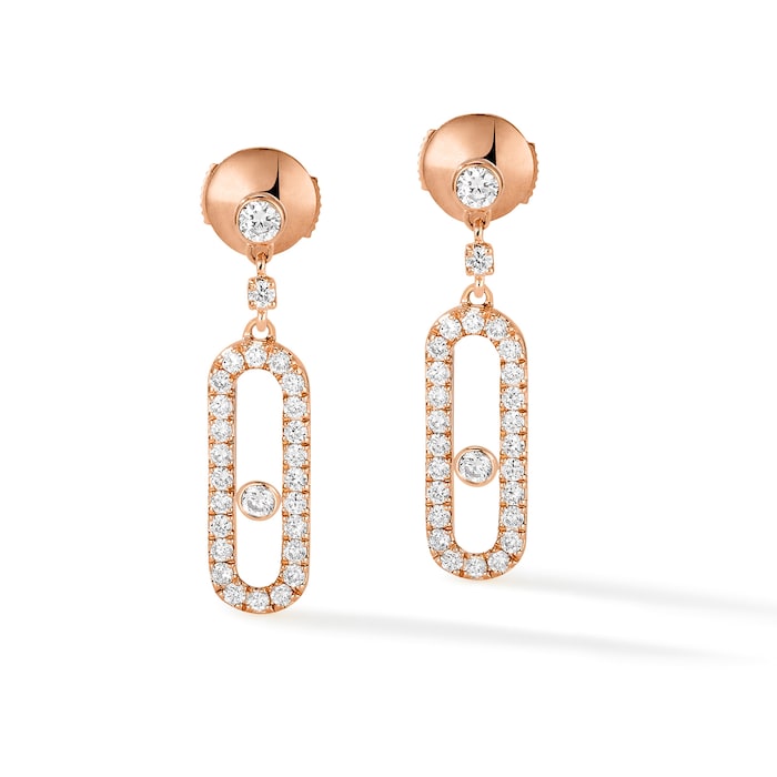 Messika 18k Rose Gold 0.40cttw Pave Diamond Move Uno Drop Earrings