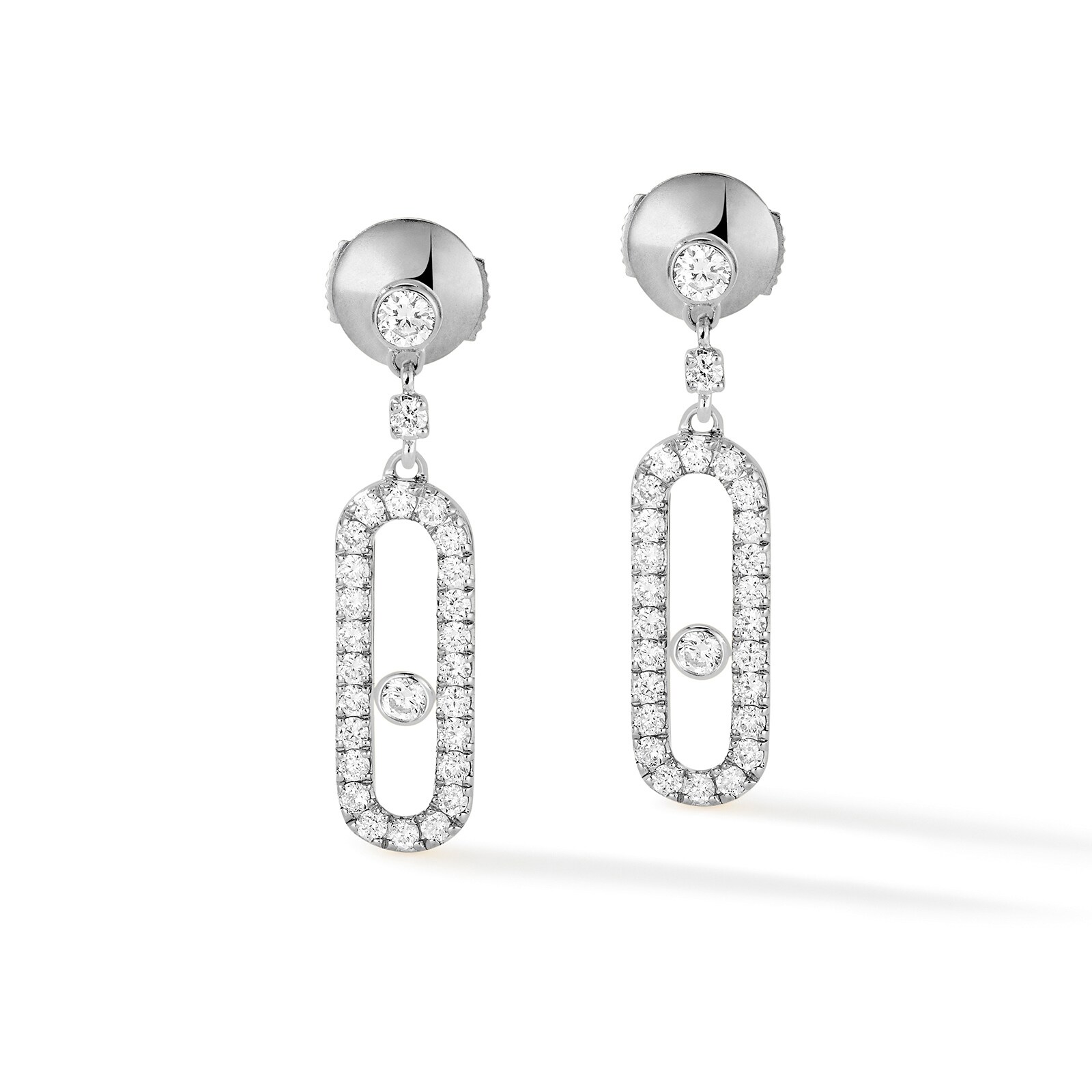 Messika 18k White Gold 0.40cttw Pave Diamond Move Uno Drop Earrings