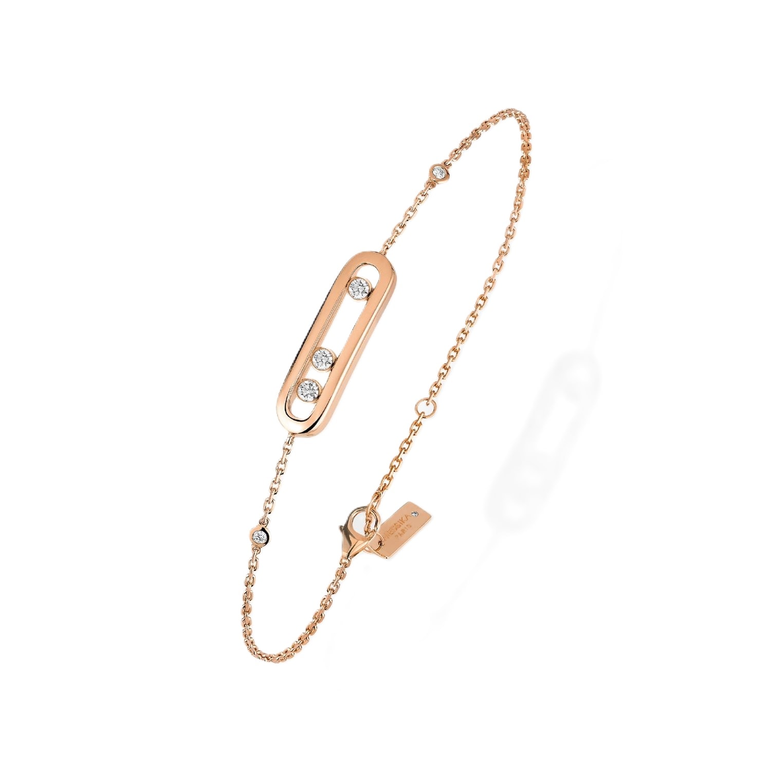 18ct Rose Gold Baby Move 0.10ct Diamond Bracelet