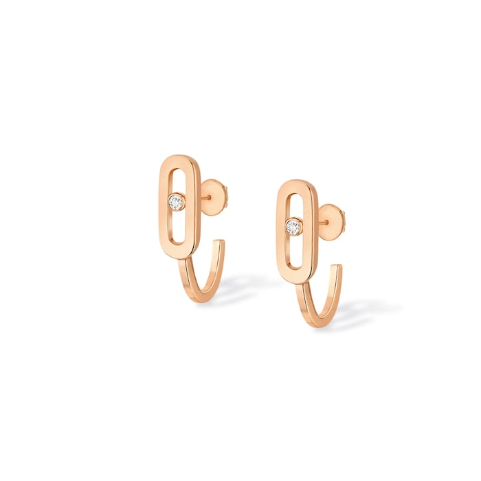 Messika 18ct Rose Gold Move Uno 0.015ct Diamond Mini Hoops