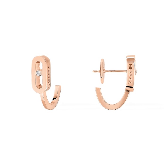 Messika 18ct Rose Gold Move Uno 0.015ct Diamond Mini Hoops