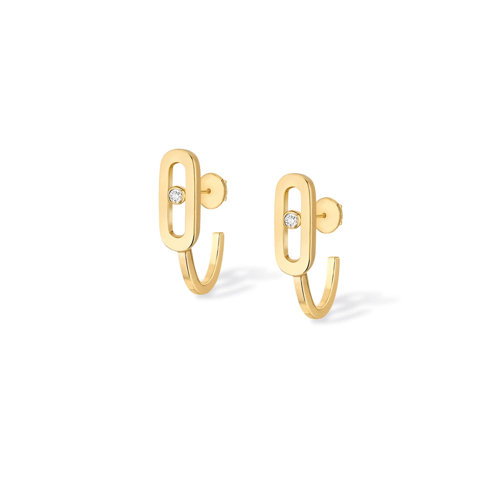 Messika 18ct Yellow Gold Move Uno 0.015ct Diamond Mini Hoops