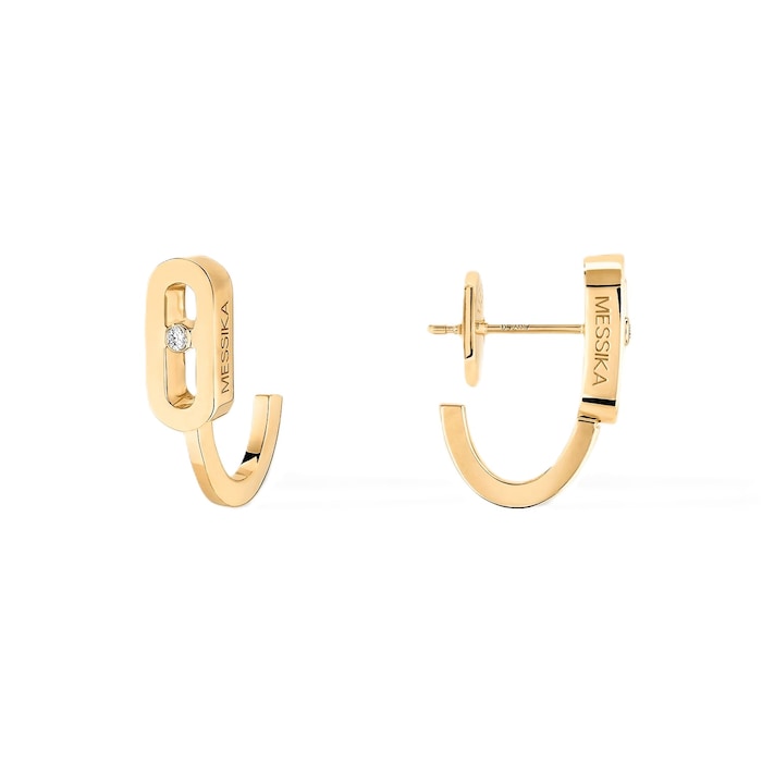 Messika 18ct Yellow Gold Move Uno 0.015ct Diamond Mini Hoops