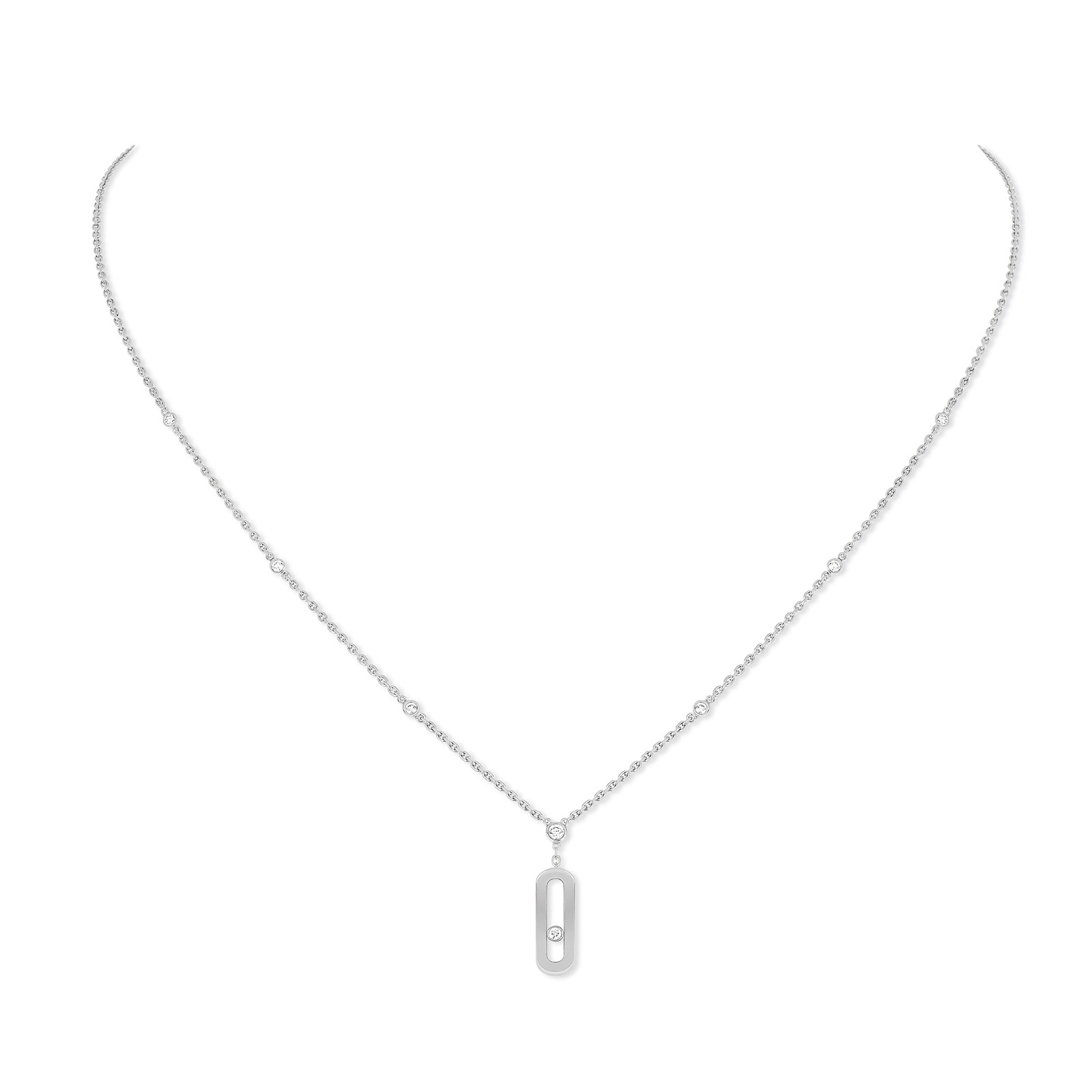 Messika 18ct White Gold Move Uno 0.13ct Diamond Long Necklace Messika 18ct White Gold Move Uno 0.13ct Diamond Long Necklace