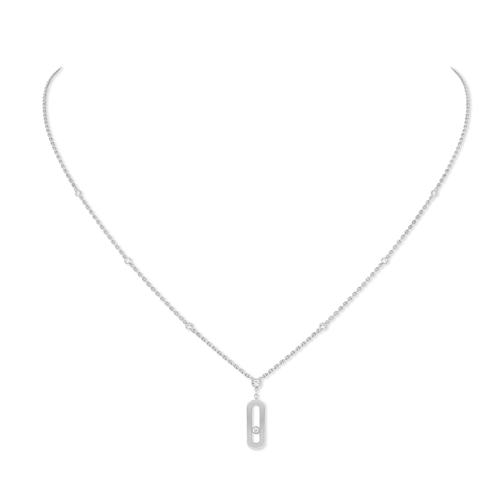 Messika 18ct White Gold Move Uno 0.13ct Diamond Long Necklace