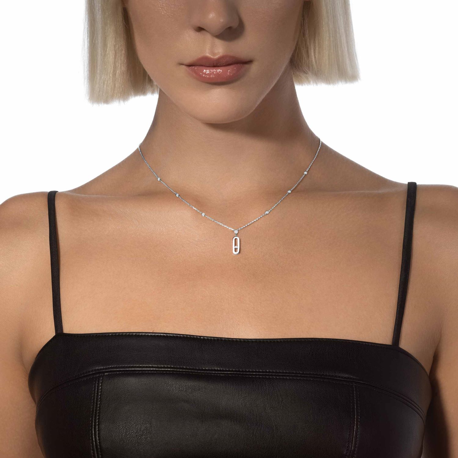 Messika 18ct White Gold Move Uno 0.13ct Diamond Long Necklace Messika 18ct White Gold Move Uno 0.13ct Diamond Long Necklace