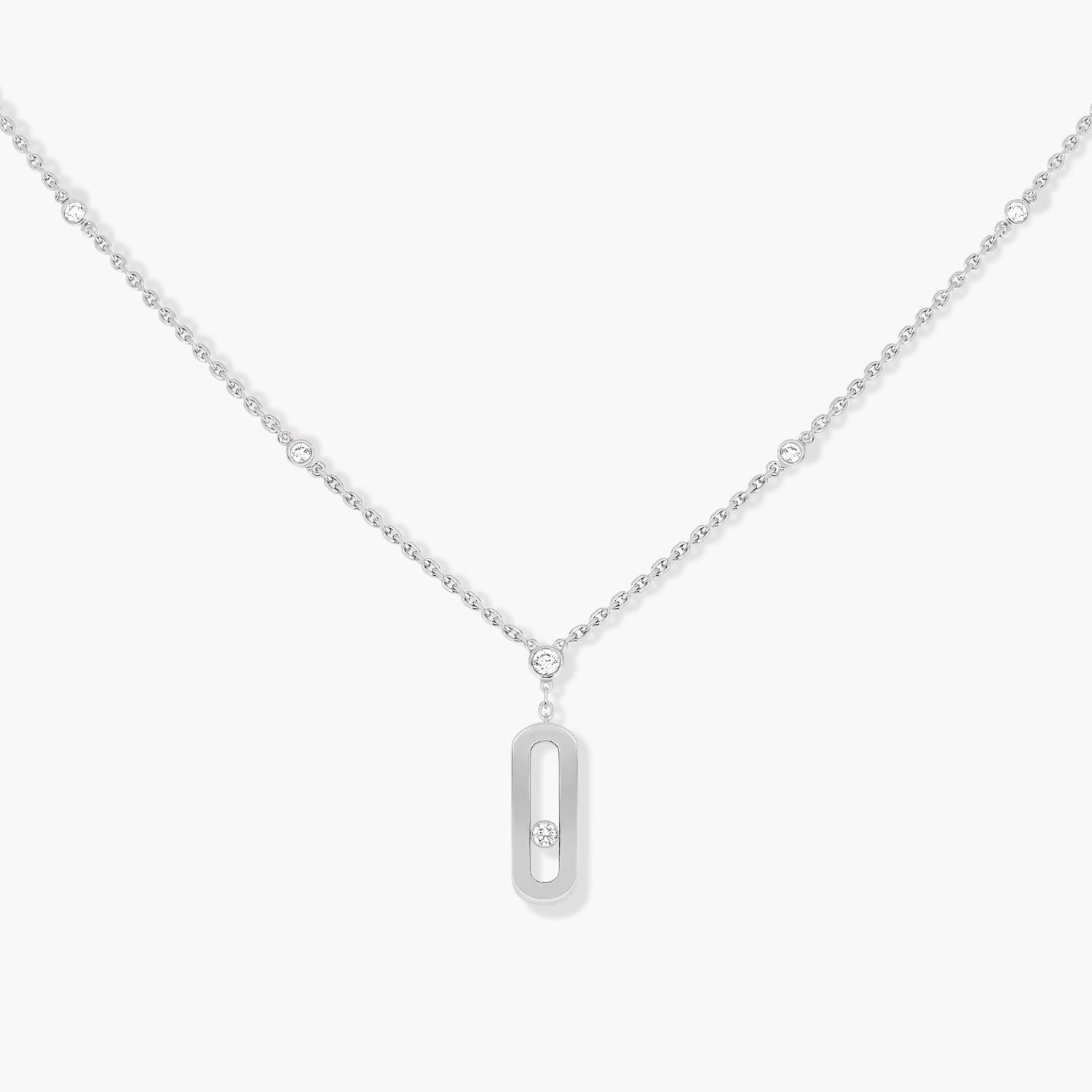 Messika 18ct White Gold Move Uno 0.13ct Diamond Long Necklace Messika 18ct White Gold Move Uno 0.13ct Diamond Long Necklace