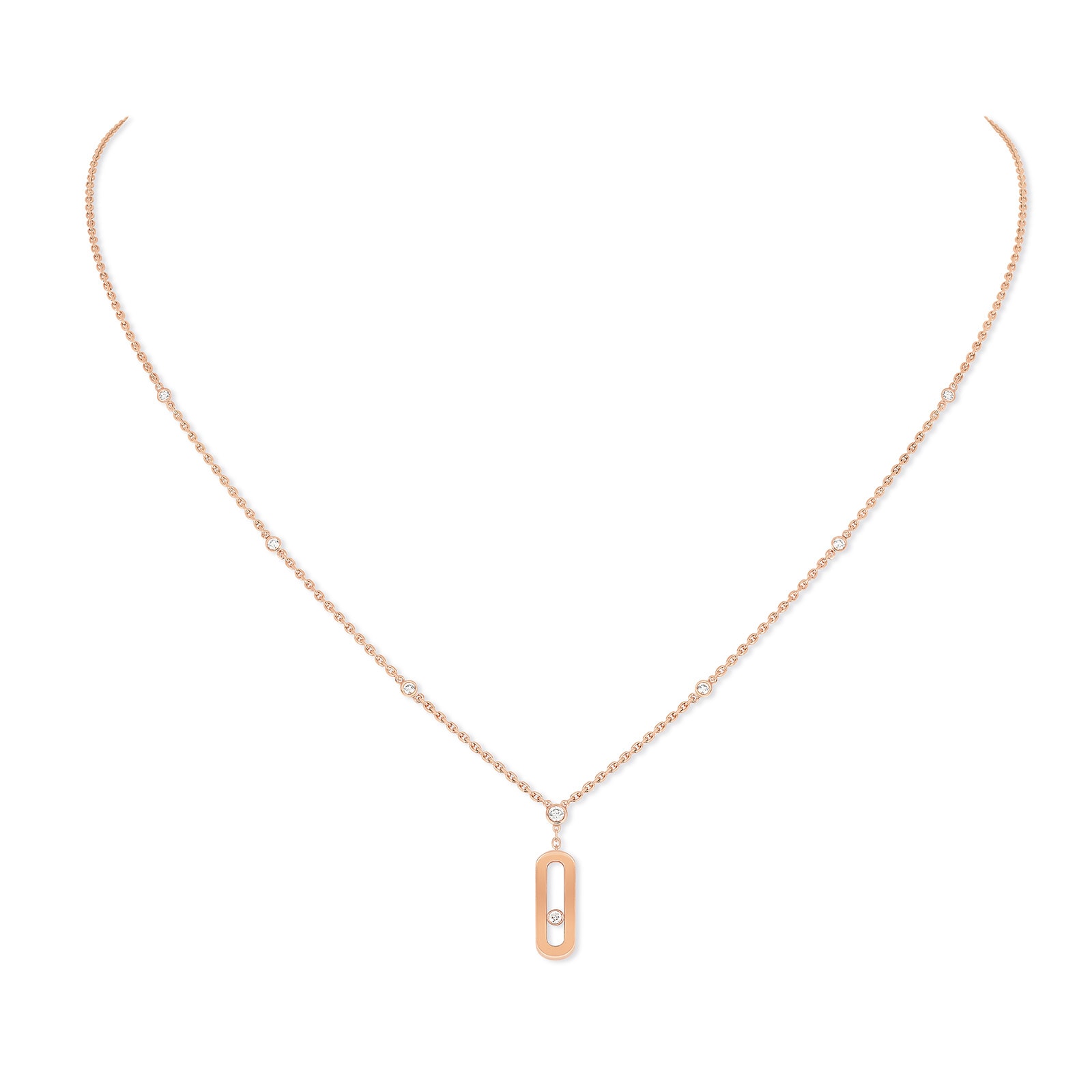 18ct Rose Gold Move Uno 0.13ct Diamond Long Necklace