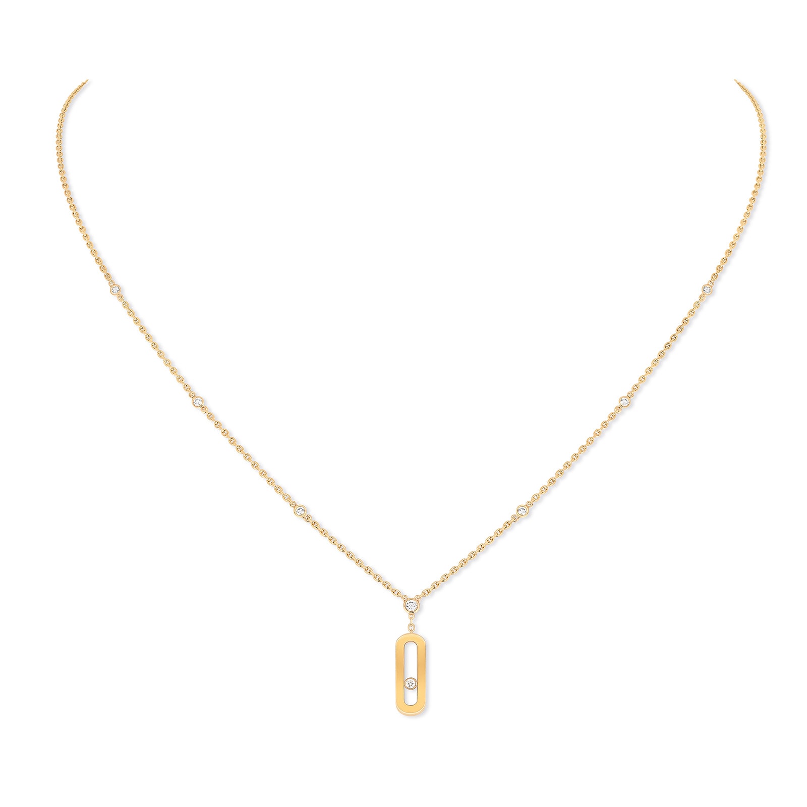 18ct Yellow Gold Move Uno 0.13ct Diamond Long Necklace