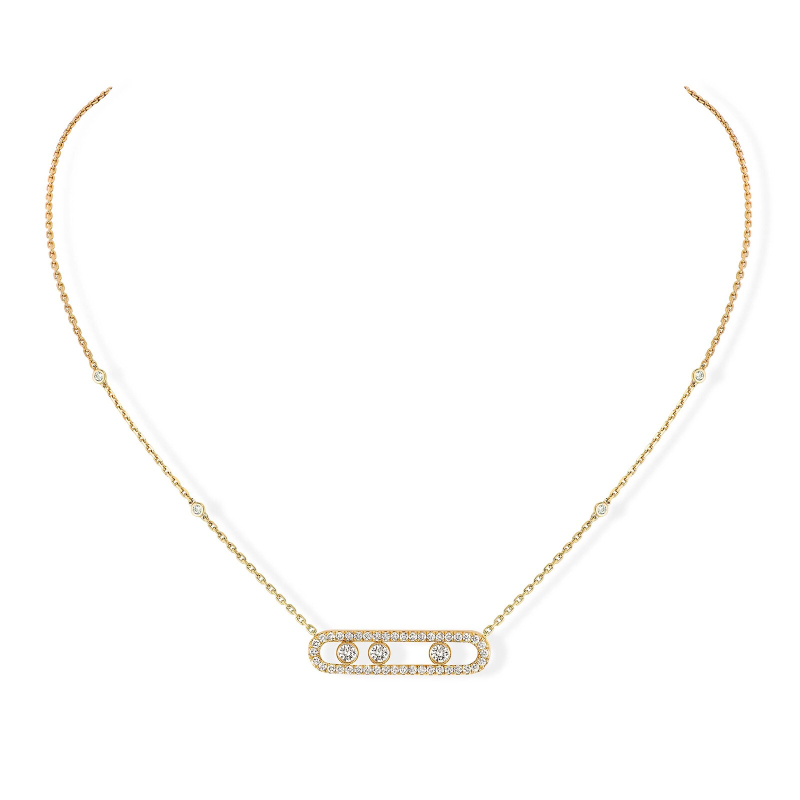 Messika 18ct Yellow Gold Move 0.65ct Pave Diamond Necklace