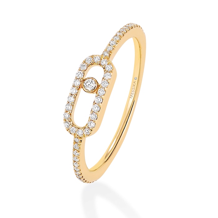 Messika 18ct Yellow Gold Move Uno 0.15ct Pave Diamond Ring - Ring Size I