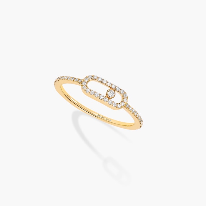 Messika 18ct Yellow Gold Move Uno 0.15ct Pave Diamond Ring - Ring Size P