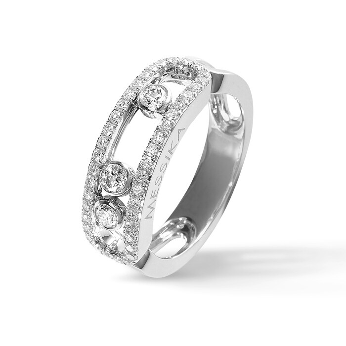 Messika 18ct White Gold Move Classique 0.55ct Pave Diamond Ring - Ring Size N