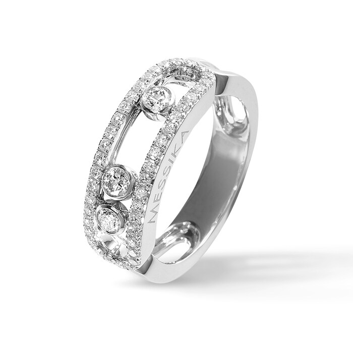 Messika 18ct White Gold Move Classique 0.55ct Pave Diamond Ring - Ring Size I