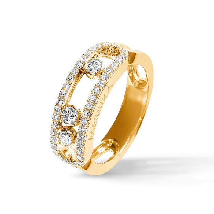 Messika 18ct Yellow Gold Move Classique 0.55ct Pave Diamond Ring - Ring Size Q