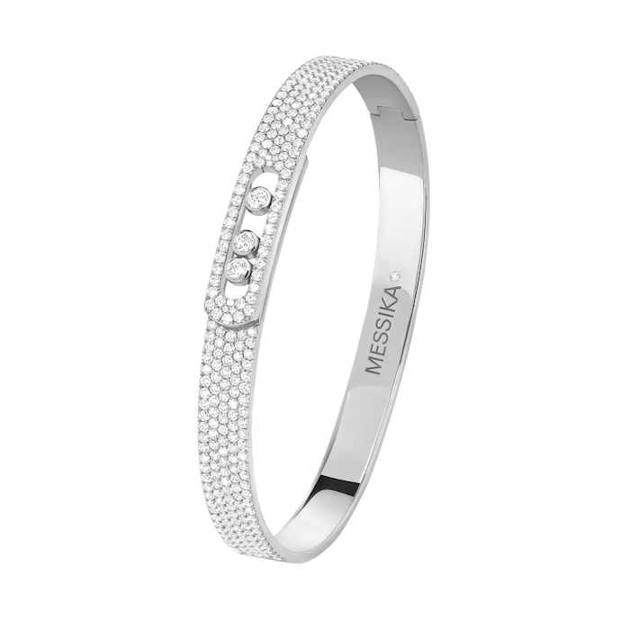 Messika 18K White Gold Move Noa 1.50cttw Diamond Bangle - Medium