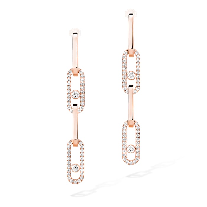 Messika 18K Rose Gold Move Link 1.71cttw Diamond Drop Earrings