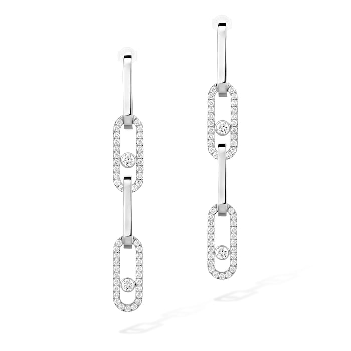 Messika 18K White Gold Move Link 1.71cttw Diamond Drop Earrings