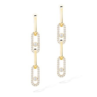 Messika 18K Yellow Gold Move Link 1.71cttw Diamond Drop Earrings