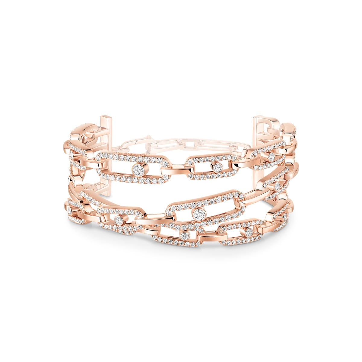 Messika 18K Rose Gold Move Link 3.32cttw Diamond 3 Row Cuff Bracelet Messika 18K Rose Gold Move Link 3.32cttw Diamond 3 Row Cuff Bracelet