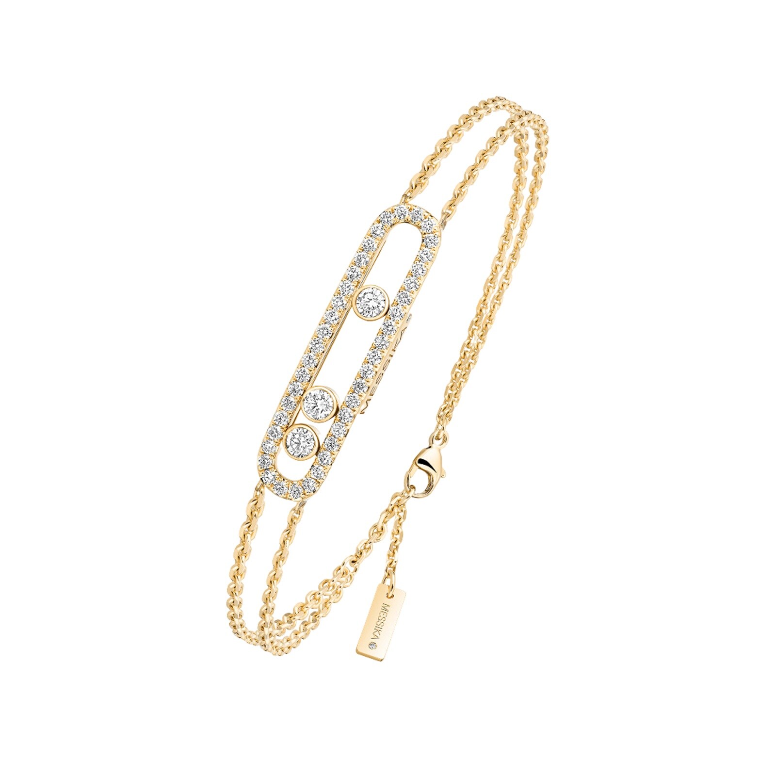 Messika 18K Yellow Gold Move Classique Pave Diamond Bracelet