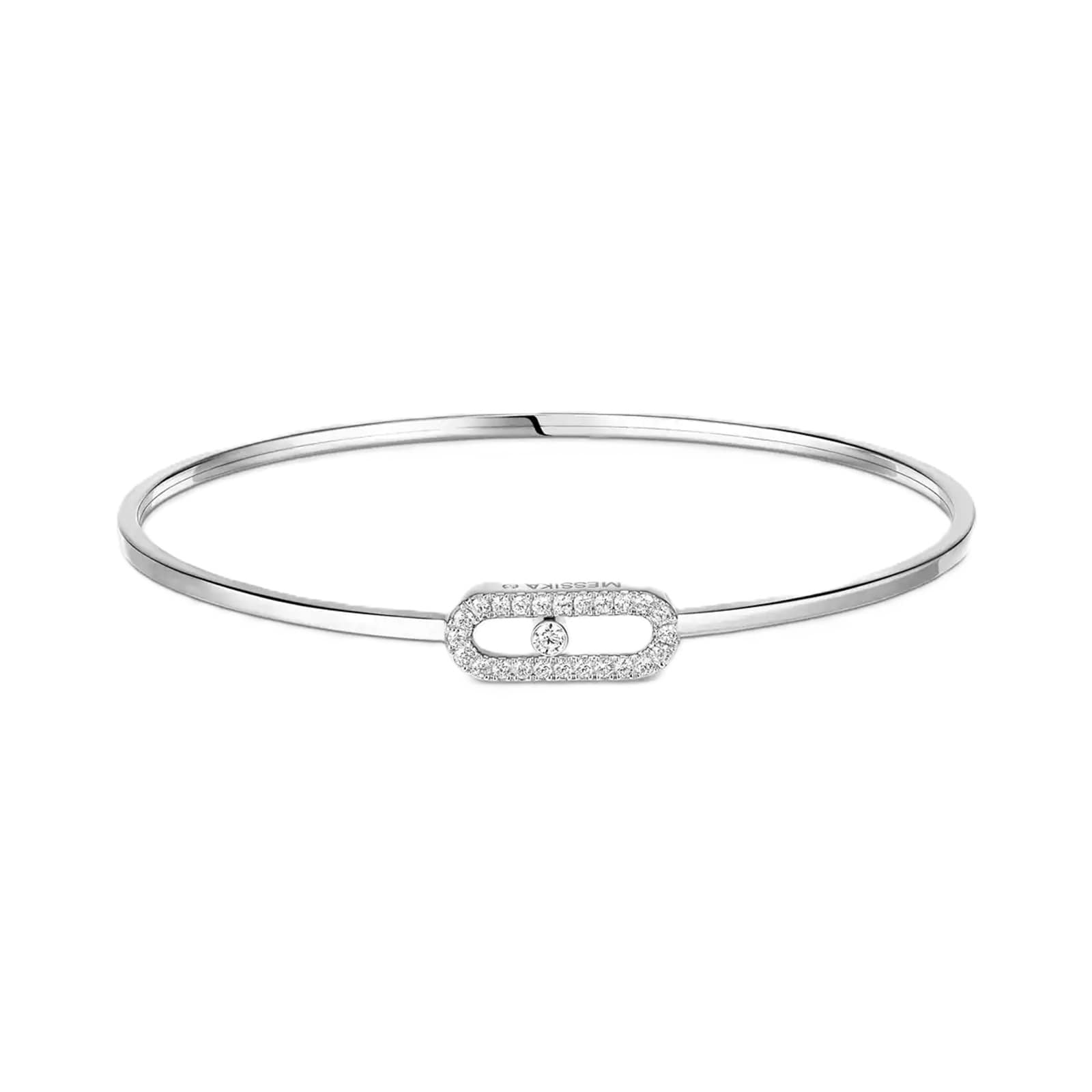Messika 18ct White Gold Move Uno Pavé 0.18ct Diamond Flex Bangle