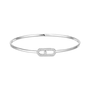 Messika 18ct White Gold Move Uno Pavé 0.18ct Diamond Flex Bangle