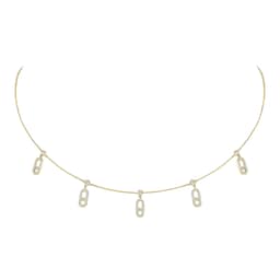37711867 - 18ct Yellow Gold Move Uno Pavé 0.61ct Diamond Drop Pendant Choker Necklace