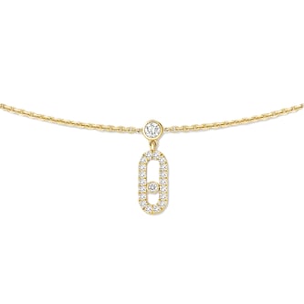 Messika 18ct Yellow Gold Move Uno Pavé 0.61ct Diamond Drop Pendant Choker Necklace