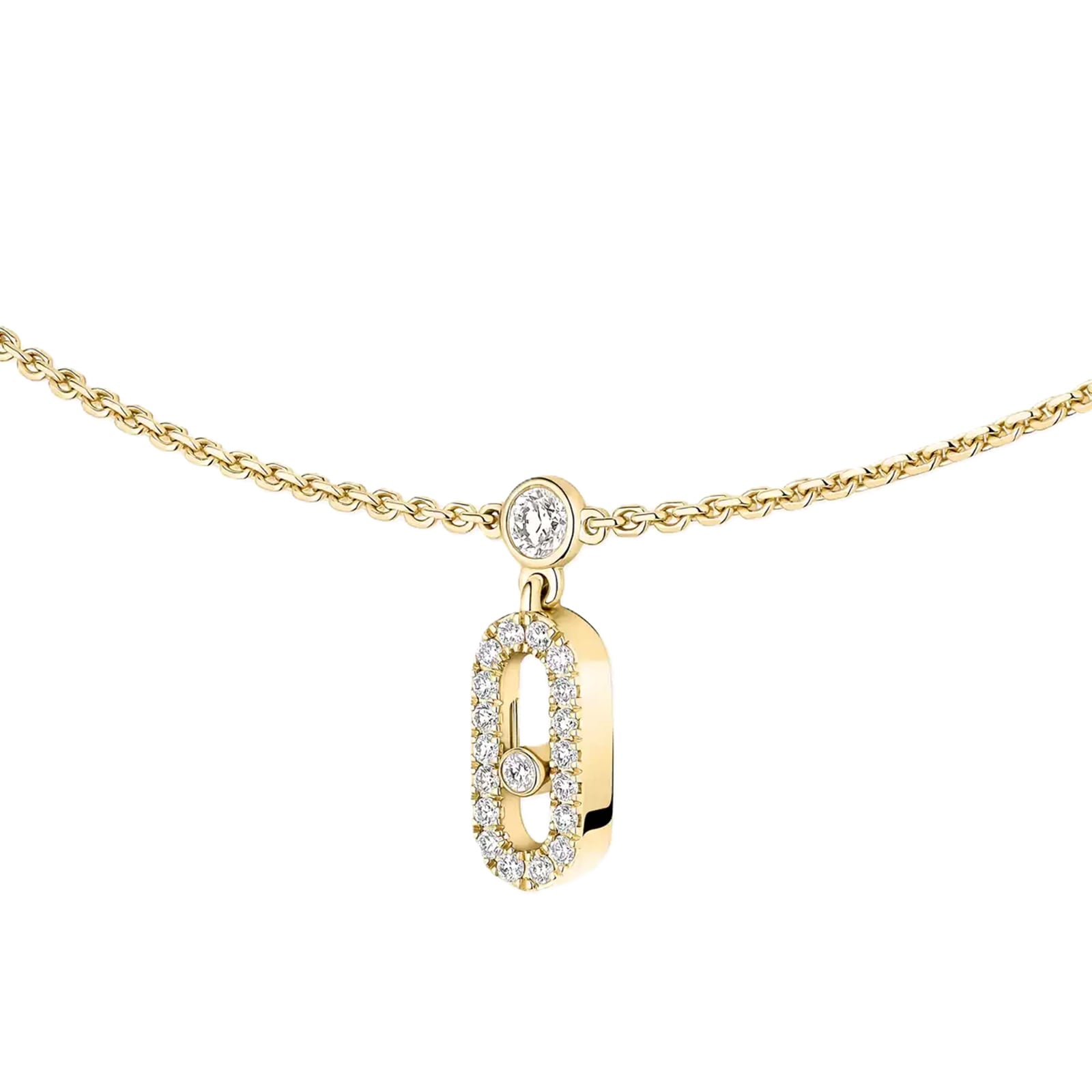 Messika 18ct Yellow Gold Move Uno Pavé 0.61ct Diamond Drop Pendant Choker Necklace Messika 18ct Yellow Gold Move Uno Pavé 0.61ct Diamond Drop Pendant Choker Necklace