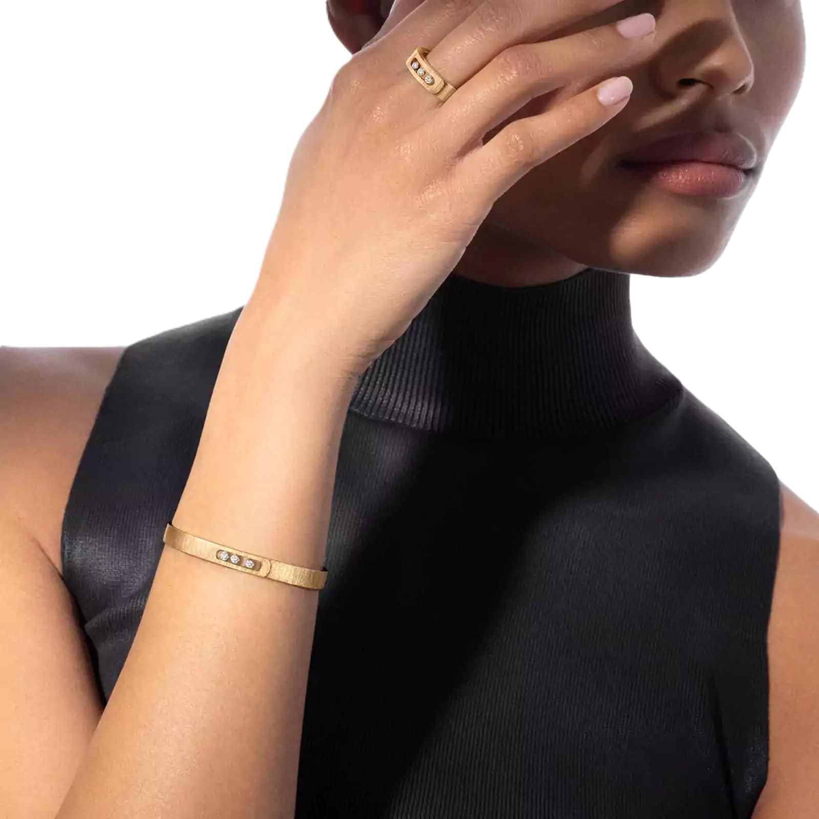 Messika 18ct Yellow Gold Move Noa Ciselé 0.15ct Diamond Bangle