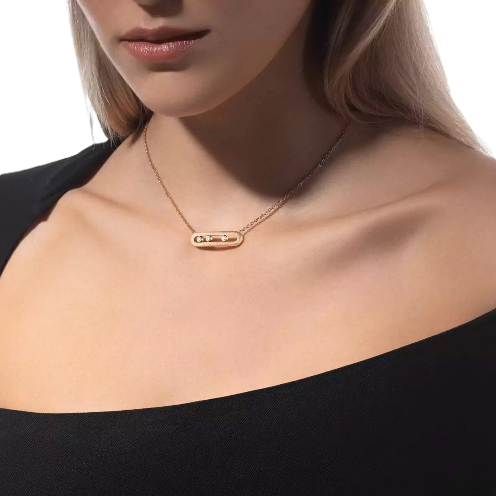 Messika 18ct Yellow Gold Move Classique Ciselé 0.20ct Diamond Necklace