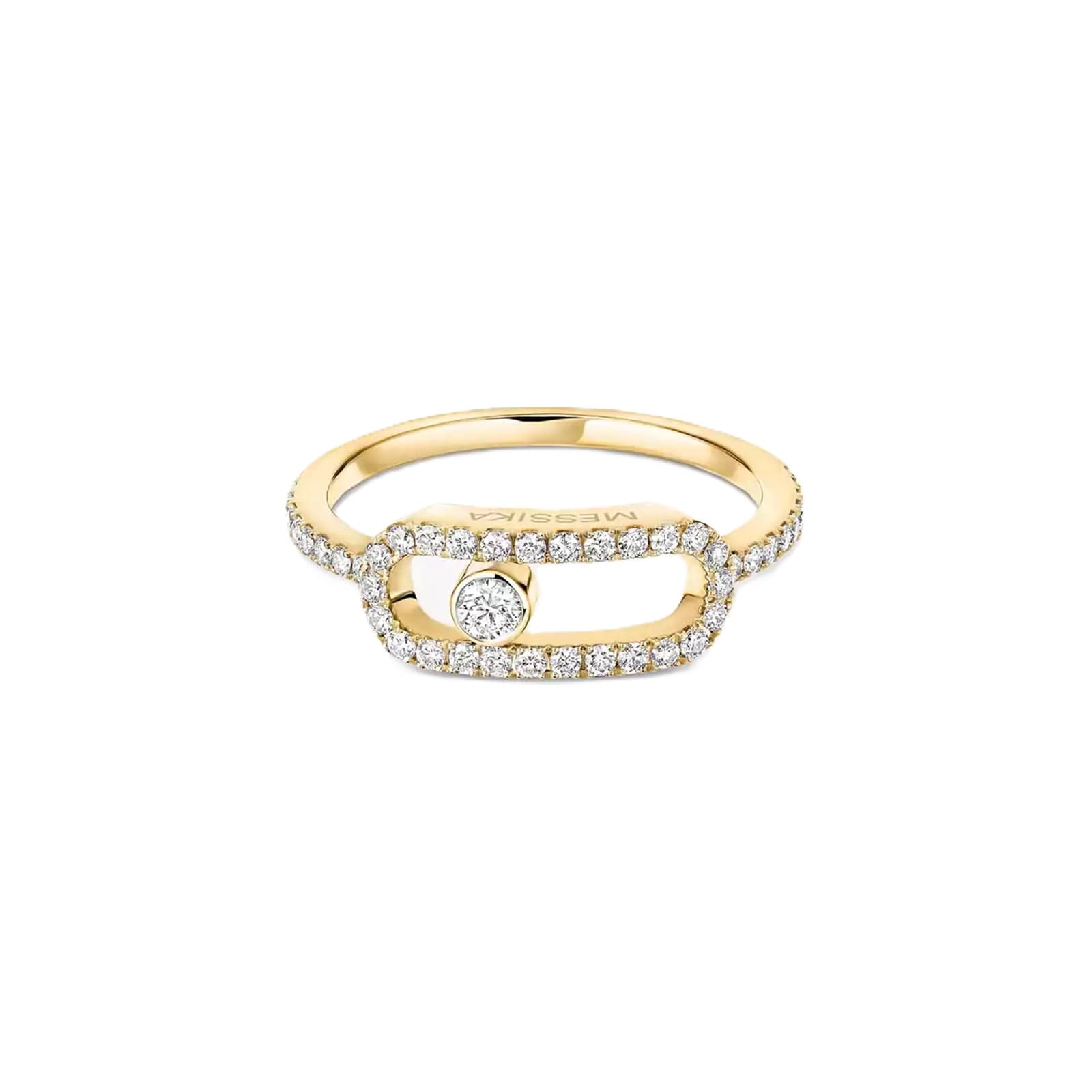 Messika 18ct Yellow Gold Move Uno Pavé 0.31ct Diamond Ring