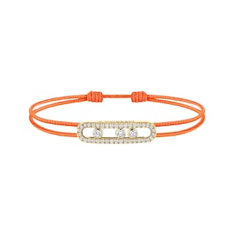 Messika 18K Yellow Gold Messika Cares Orange Cord Pave Diamond Bracelet