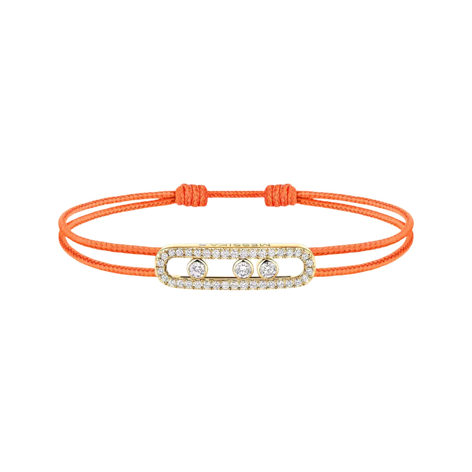 Messika 18K Yellow Gold Messika Cares Orange Cord Pave Diamond Bracelet