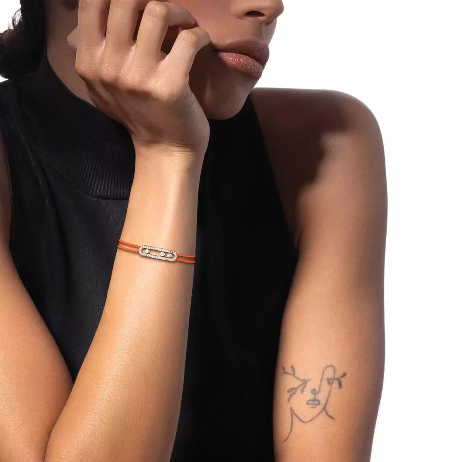 Messika 18K Yellow Gold Messika Cares Orange Cord Pave Diamond Bracelet