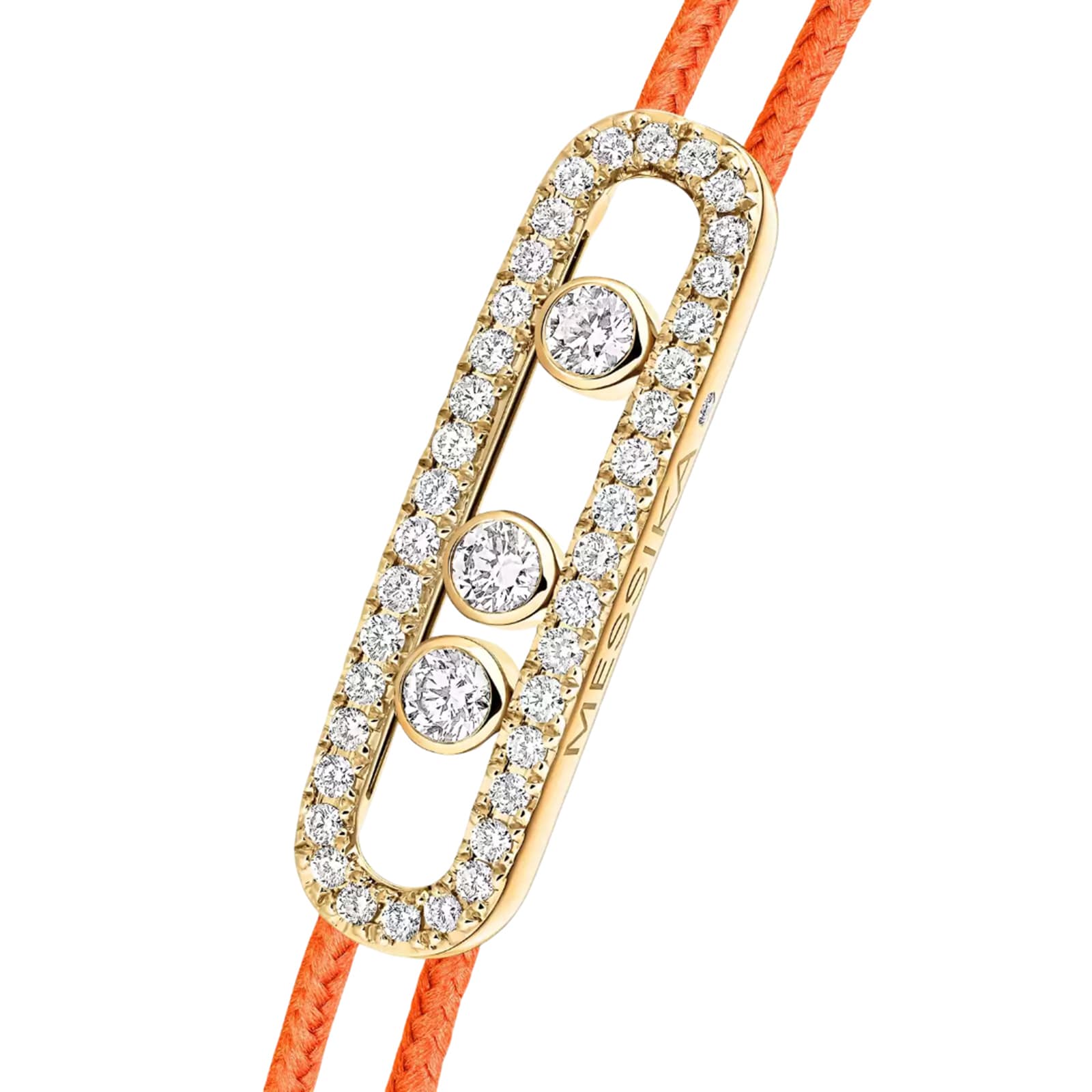 Messika 18K Yellow Gold Messika Cares Orange Cord Pave Diamond Bracelet