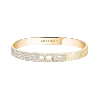 Messika 18K Yellow Gold Move Noa Cisele Semi Pave Diamond Bangle