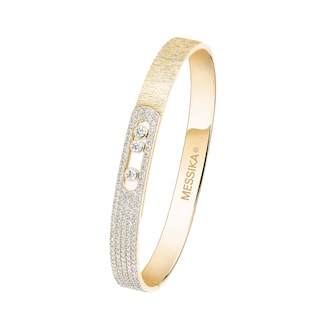 Messika 18K Yellow Gold Move Noa Cisele Semi Pave Diamond Bangle