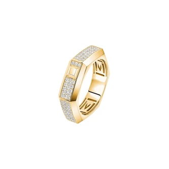 Messika 18K Yellow Gold Modernist Pave Diamond Ring