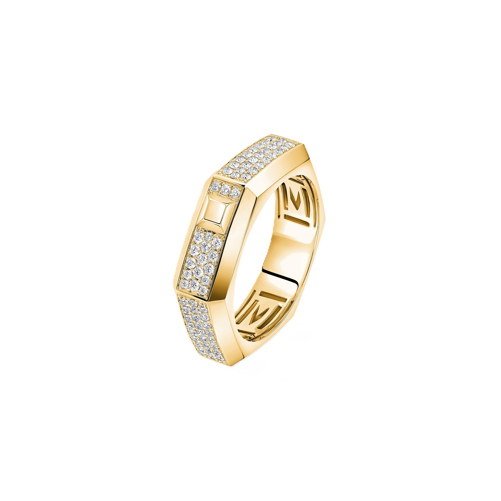 Messika 18K Yellow Gold Modernist Pave Diamond Ring