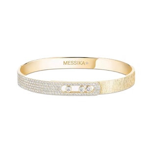 Messika 18ct Yellow Gold Move Noa Ciselé Semi Pavé 1.20ct Diamond Bangle