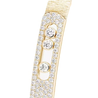 Messika 18ct Yellow Gold Move Noa Ciselé Semi Pavé 1.20ct Diamond Bangle