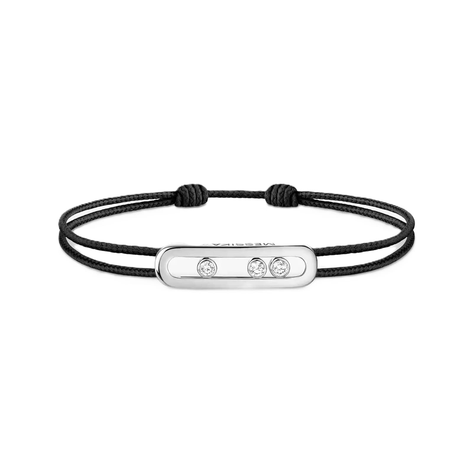 Messika 18ct White Gold Messika Cares 0.09ct Diamond Black Cord Bracelet