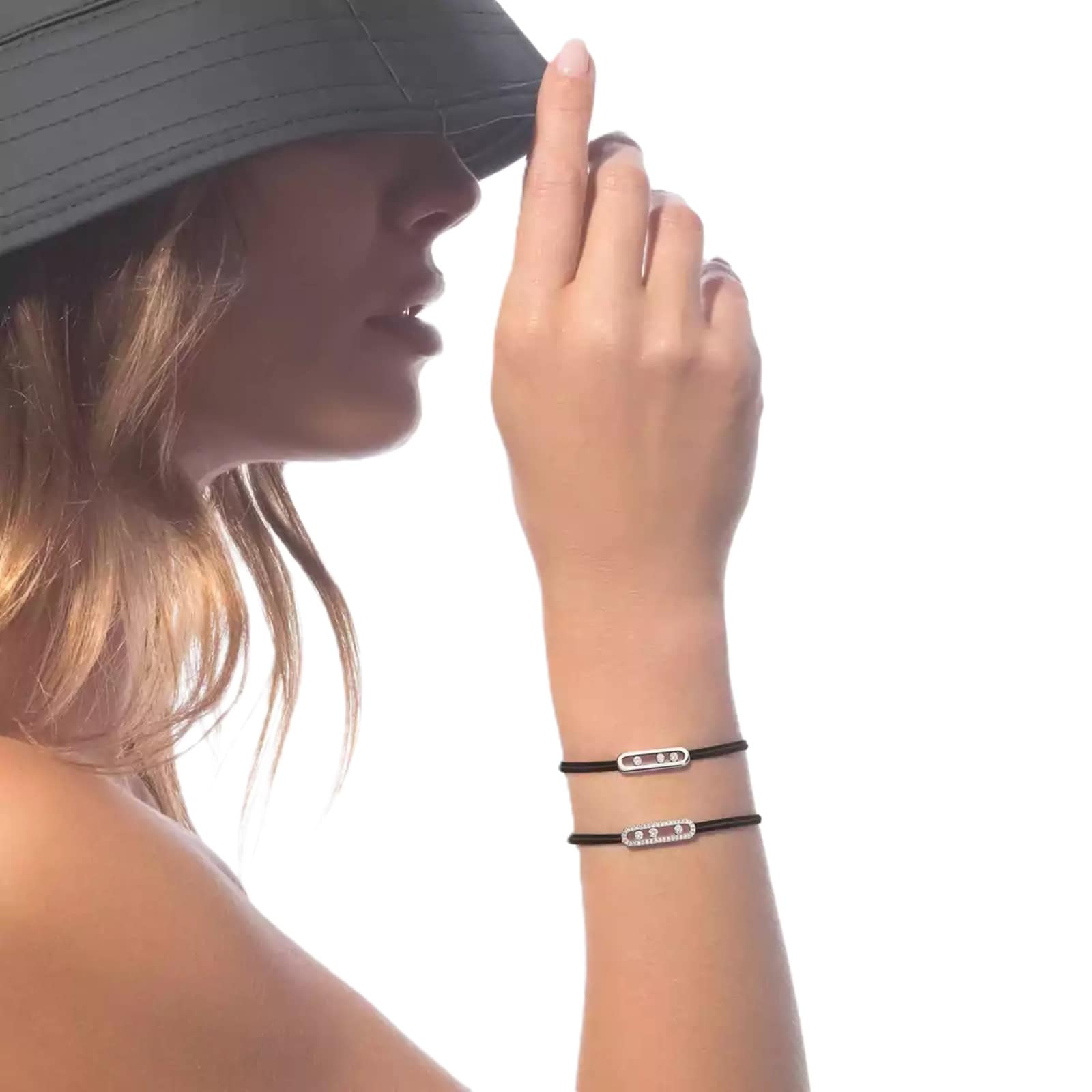 Messika 18ct White Gold Messika Cares 0.09ct Diamond Black Cord Bracelet