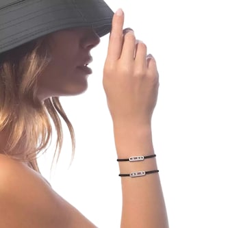 Messika 18ct White Gold Messika Cares 0.09ct Diamond Black Cord Bracelet