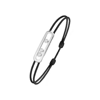 Messika 18ct White Gold Messika Cares 0.09ct Diamond Black Cord Bracelet