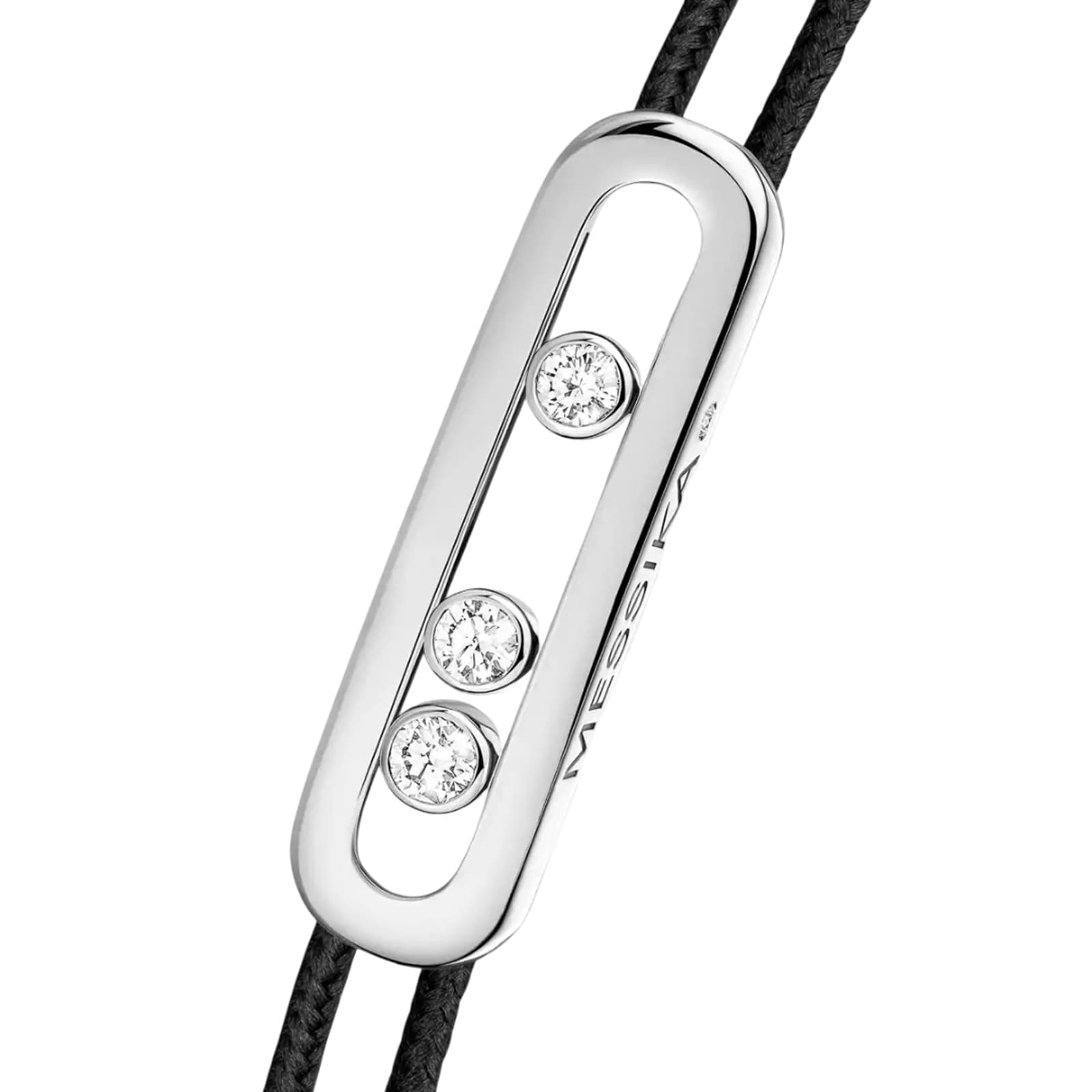 Messika 18ct White Gold Messika Cares 0.09ct Diamond Black Cord Bracelet