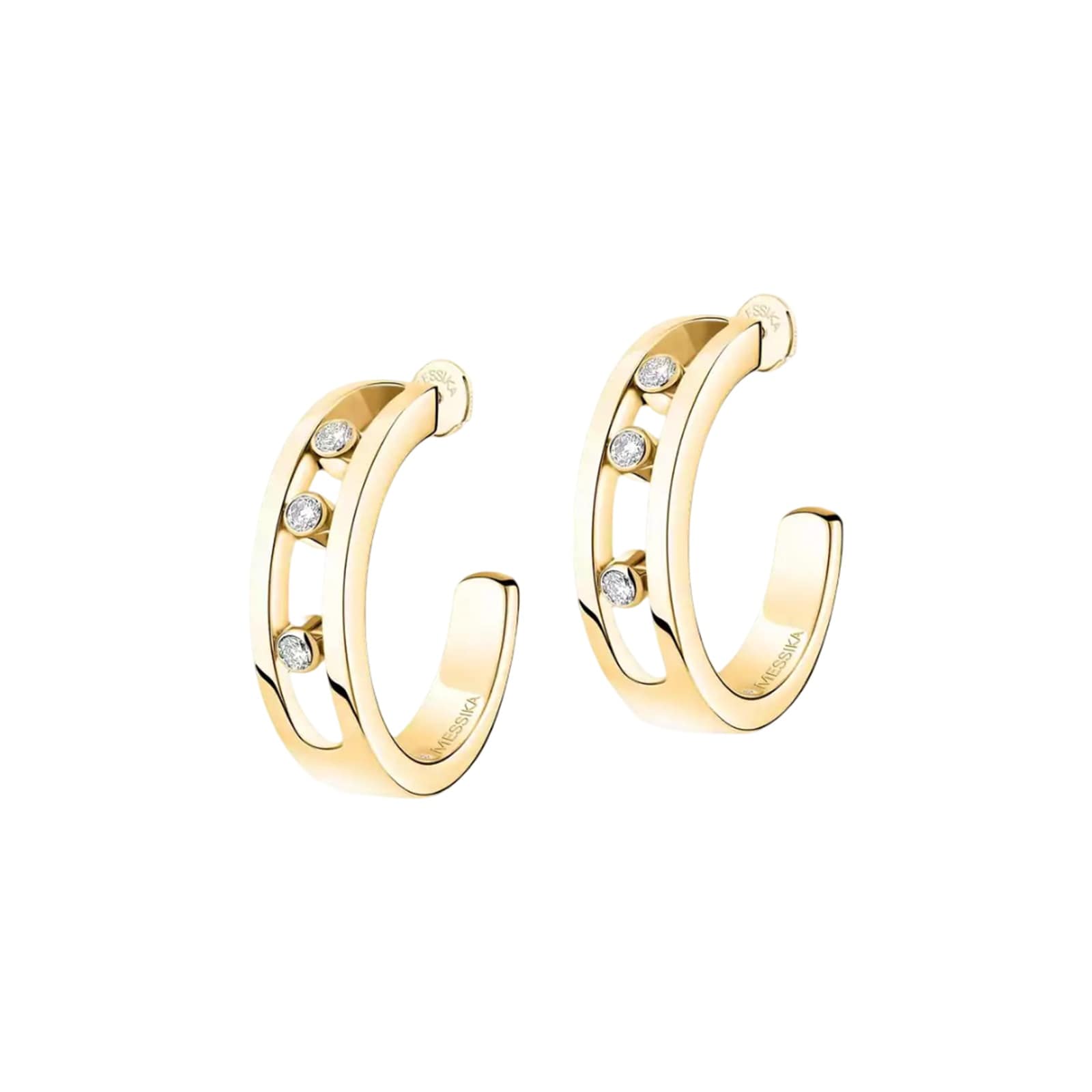 Messika 18ct Yellow Gold Move 0.09ct Diamond Hoop Earrings